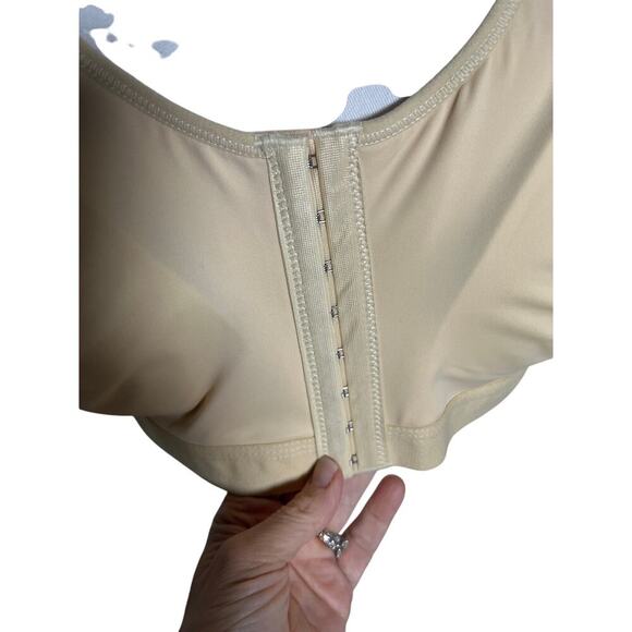 Beige Front Closure Bra 4XL | Wireless‎ Comfort Support | Nylon Spandex - Picture 10 of 11